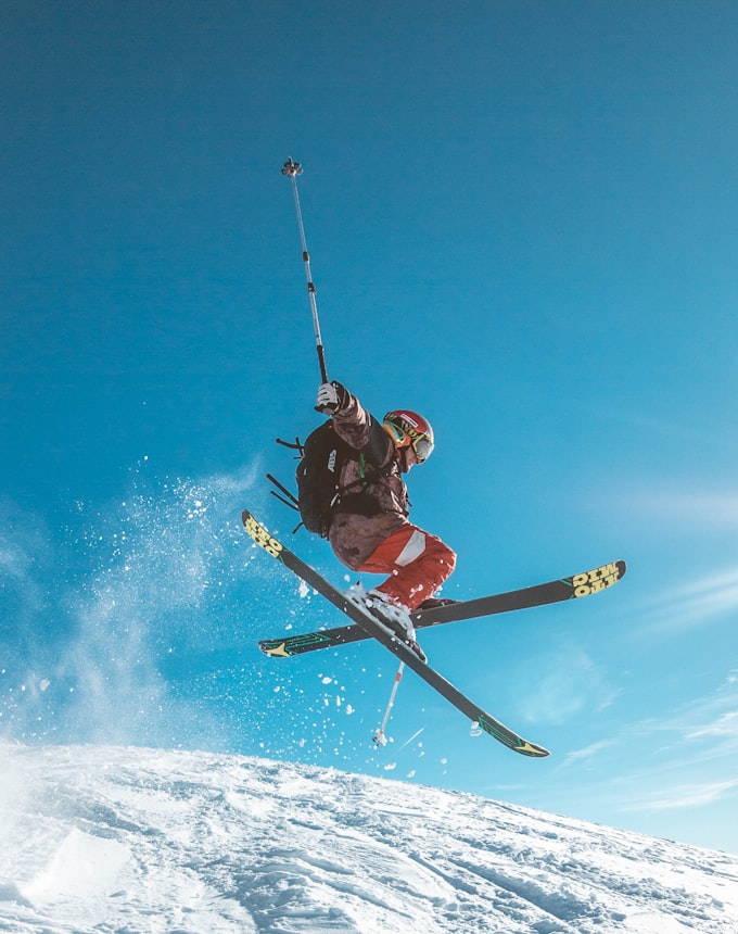 Skier mid-jump
